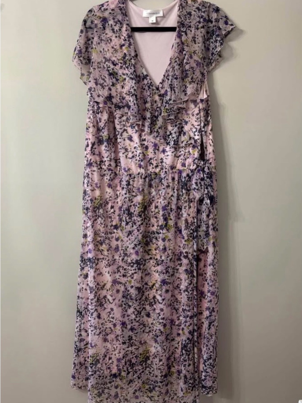 Addition Elle Light Pink Floral faux wrap Dress